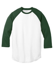 Sport-Tek Youth White/Green Baseball Shirt XL w/No Logo